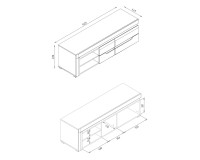 TV unit IRMA 152 cm, 2 doors, white and maggia oak with white gloss fronts