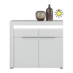 Chest of drawers IRMA 100 cm, 2 doors and 1 drawer, white and maggia oak with white gloss fronts
