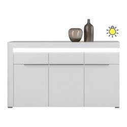 Chest of drawers IRMA 152 cm, 3 doors and 1 drawer, white and maggia oak with white gloss fronts