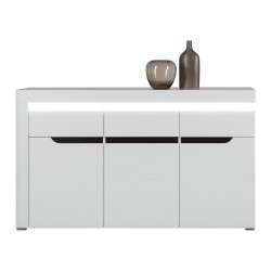 Chest of drawers IRMA 152 cm, 3 doors and 1 drawer, white and maggia oak with white gloss fronts