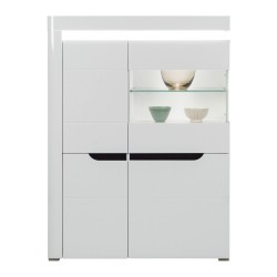 Sideboard IRMA 100 cm, 4 doors, white and maggia oak with white gloss fronts