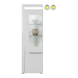 Display cabinet IRMA 60 cm, 2 doors, left-hand, white and maggia oak with white gloss fronts