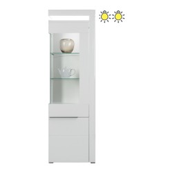 Display cabinet IRMA 60 cm, 2 doors, right-hand, white and maggia oak with white gloss fronts