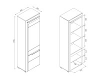 Bookcase IRMA 60 cm, 2 doors, white and maggia oak with white gloss fronts Bookcase IRMA 60 cm, 2 doors, white and maggia oak with white gloss fronts