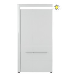 Wardrobe IRMA 100 cm, 2 doors, white and maggia oak with white gloss fronts