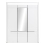 Wardrobe IRMA 164 cm, 3 doors, with mirror, white and maggia oak with white gloss fronts