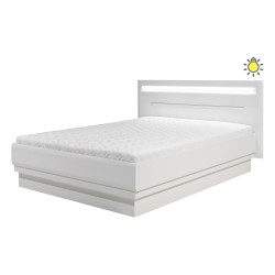 מיטה IRMA 140 x 200, עם ארגז מצעים, לבן ולבן מבריק ואלון מאג׳יה