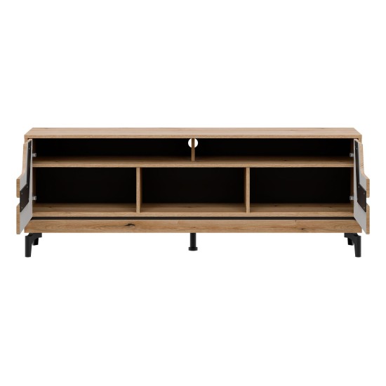 TV unit KRIS 164 cm, 2 doors, evoke oak and black