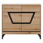 Chest of drawers KRIS 98 cm, 2 doors and 2 drawers, evoke oak and black