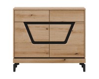 Chest of drawers KRIS 98 cm, 2 doors and 2 drawers, evoke oak and black