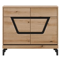 Chest of drawers KRIS 98 cm, 2 doors and 2 drawers, evoke oak and black