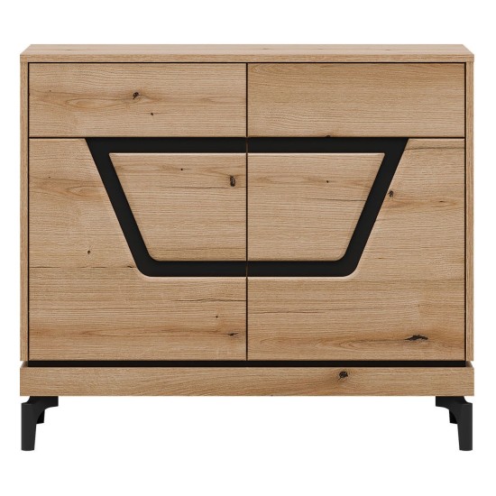 Chest of drawers KRIS 98 cm, 2 doors and 2 drawers, evoke oak and black