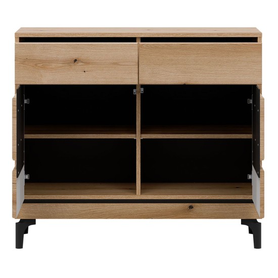 Chest of drawers KRIS 98 cm, 2 doors and 2 drawers, evoke oak and black