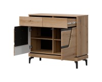 Chest of drawers KRIS 98 cm, 2 doors and 2 drawers, evoke oak and black