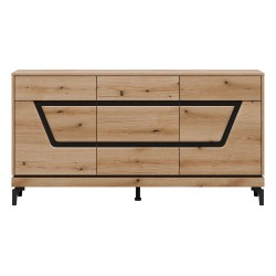 Chest of drawers KRIS 164 cm, 3 doors and 1 drawer, evoke oak and black Chest of drawers KRIS 164 cm, 3 doors and 1 drawer, evoke oak and black