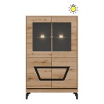 Display cabinet KRIS 92 cm, 4 doors, evoke oak and black
