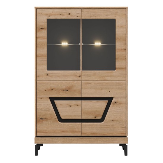 Display cabinet KRIS 92 cm, 4 doors, evoke oak and black