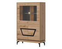 Display cabinet KRIS 92 cm, 4 doors, evoke oak and black