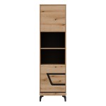 Bookcase KRIS KS07 54 cm, 2 doors, evoke oak and black