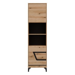 Bookcase KRIS KS07 54 cm, 2 doors, evoke oak and black