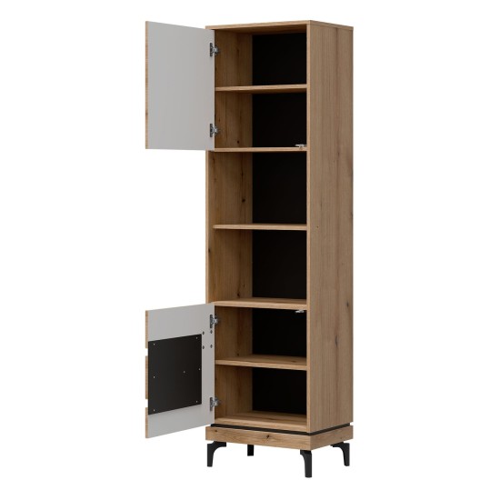 Bookcase KRIS KS07 54 cm, 2 doors, evoke oak and black Bookcase KRIS KS07 54 cm, 2 doors, evoke oak and black