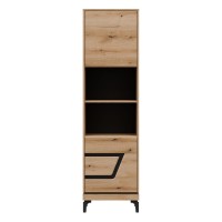 Bookcase KRIS KS08 54 cm, 2 doors, evoke oak and black