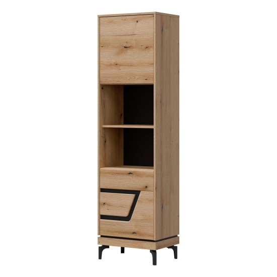 Bookcase KRIS KS08 54 cm, 2 doors, evoke oak and black Bookcase KRIS KS08 54 cm, 2 doors, evoke oak and black