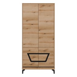 Wardrobe KRIS 92 cm, 4 doors, evoke oak and black Wardrobe KRIS 92 cm, 4 doors, evoke oak and black
