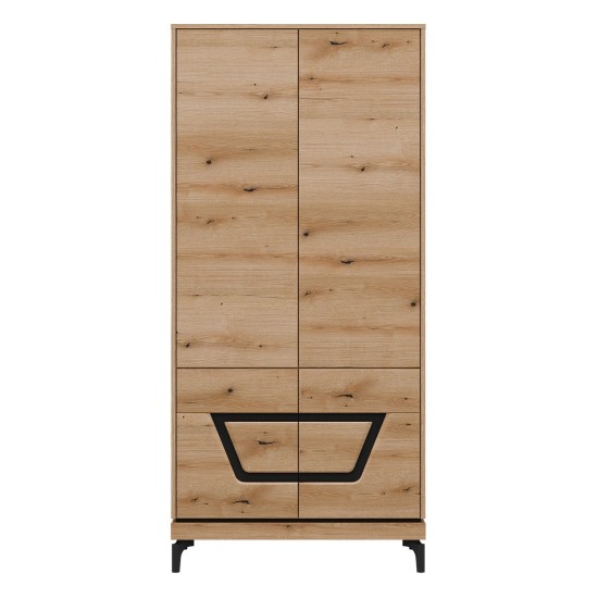 Wardrobe KRIS 92 cm, 4 doors, evoke oak and black Wardrobe KRIS 92 cm, 4 doors, evoke oak and black