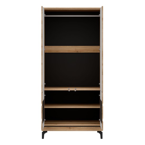 Wardrobe KRIS 92 cm, 4 doors, evoke oak and black Wardrobe KRIS 92 cm, 4 doors, evoke oak and black