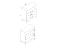 Chest of drawers KUBO 78 cm, 3 drawers, nagano oak with white gloss fronts Chest of drawers KUBO 78 cm, 3 drawers, nagano oak with white gloss fronts