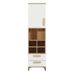 Cabinet KUBO 50 cm, 1 door and 2 drawers, nagano oak with white gloss fronts
