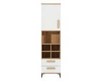Cabinet KUBO 50 cm, 1 door and 2 drawers, nagano oak with white gloss fronts