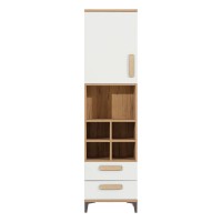 Cabinet KUBO 50 cm, 1 door and 2 drawers, nagano oak with white gloss fronts