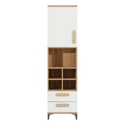 Cabinet KUBO 50 cm, 1 door and 2 drawers, nagano oak with white gloss fronts Cabinet KUBO 50 cm, 1 door and 2 drawers, nagano oak with white gloss fronts