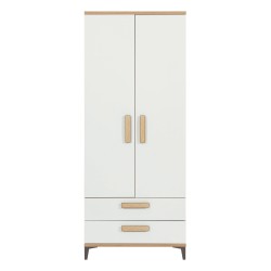 Wardrobe KUBO 78 cm, 2 doors and 2 drawers, nagano oak with white gloss fronts Wardrobe KUBO 78 cm, 2 doors and 2 drawers, nagano oak with white gloss fronts