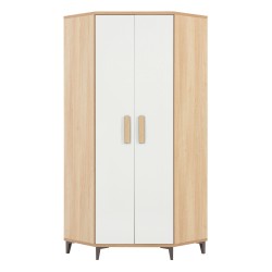Wardrobe KUBO 82 cm, 2 doors, corner, nagano oak with white gloss fronts Wardrobe KUBO 82 cm, 2 doors, corner, nagano oak with white gloss fronts