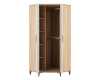Wardrobe KUBO 82 cm, 2 doors, corner, nagano oak with white gloss fronts