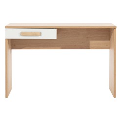 Desk KUBO 118 cm, 1 drawer, nagano oak with white gloss fronts