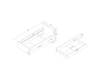 Bed KUBO 96 cm, nagano oak with white gloss fronts