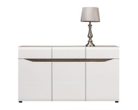 Chest of drawers LIONEL 150 cm, 3 doors and 1 drawer, truffle sonoma oak with white gloss fronts Chest of drawers LIONEL 150 cm, 3 doors and 1 drawer, truffle sonoma oak with white gloss fronts