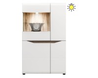 Display cabinet LIONEL 84 cm, 4 doors, truffle sonoma oak with white gloss fronts