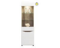 Display cabinet LIONEL 56 cm, 2 doors, truffle sonoma oak with white gloss fronts