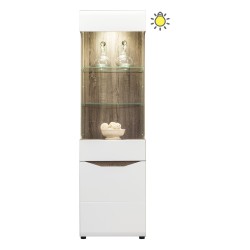 Display cabinet LIONEL 56 cm, 2 doors, truffle sonoma oak with white gloss fronts Display cabinet LIONEL 56 cm, 2 doors, truffle sonoma oak with white gloss fronts