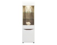 Display cabinet LIONEL 56 cm, 2 doors, truffle sonoma oak with white gloss fronts