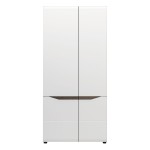 Wardrobe LIONEL 90 cm, 2 doors, truffle sonoma oak with white gloss fronts