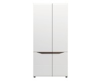 Wardrobe LIONEL 90 cm, 2 doors, truffle sonoma oak with white gloss fronts