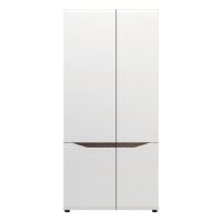 Wardrobe LIONEL 90 cm, 2 doors, truffle sonoma oak with white gloss fronts