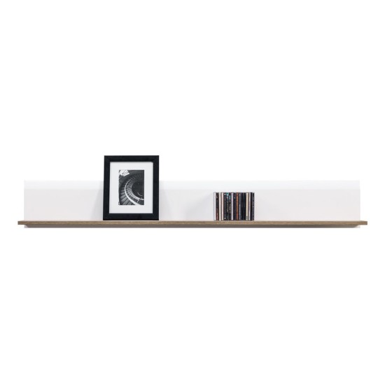 Wall shelf LIONEL 150 cm, truffle sonoma oak and white gloss