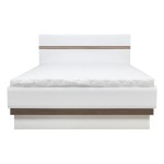 Bed LIONEL 140 x 200, with storage box, truffle sonoma oak and white gloss